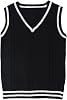 Blostirno Women’s Sweater Vest V Neck JK Uniform Kint Vests Solid Classic Sleeveless Pullover Sweaters Tops
