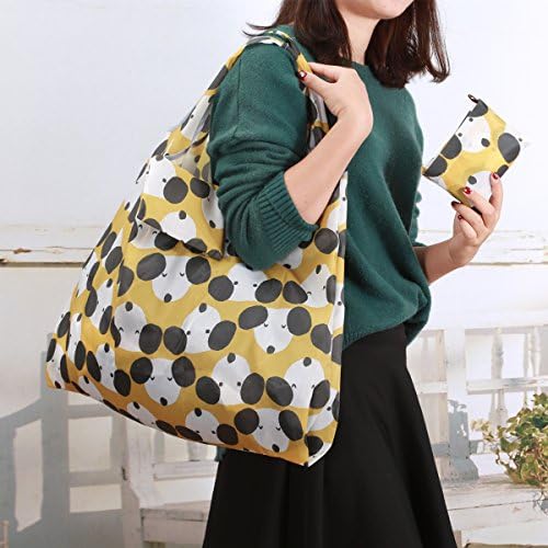 KINGMAS Reusable Grocery Bags, Eco-Friendly Folding Tote Shopping Bag fits in Pocket, Washable Waterproof Nylon Pouch Bags