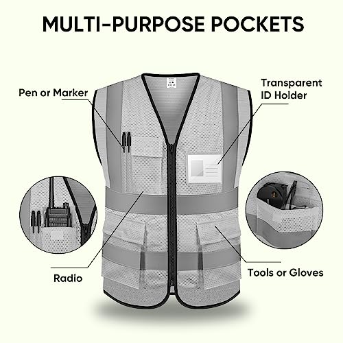 Image of TICONN Reflective Safety Vest High Visibility Class II Mesh Vest for Women & Men Meets ANSI Standards
