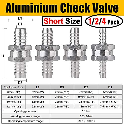 Soupape anti-retour de précision en aluminium durable 10mm - 7