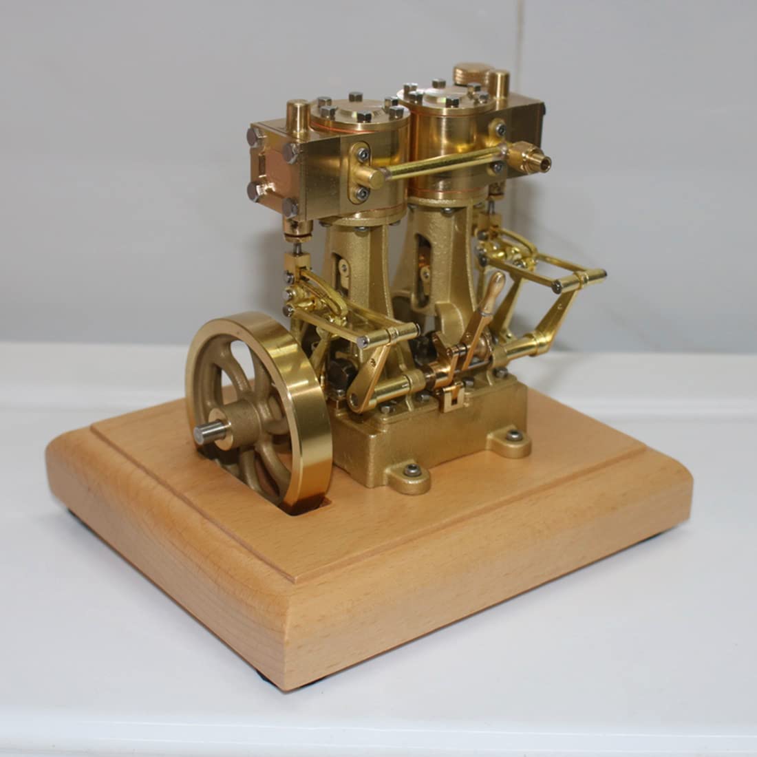PizazzToy Dampfmaschine Bausatz Erwachsene, 3.7CC Mini-Retro-Vertikal-Doppelzylinder-Hubkolben-Doppelwirkungs-Dampfmaschinenmodell (Kessel nicht enthalten)