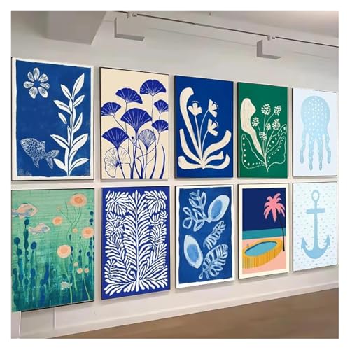 Peinture sur toile poisson bleu 30x40cm art mural haut de gamme