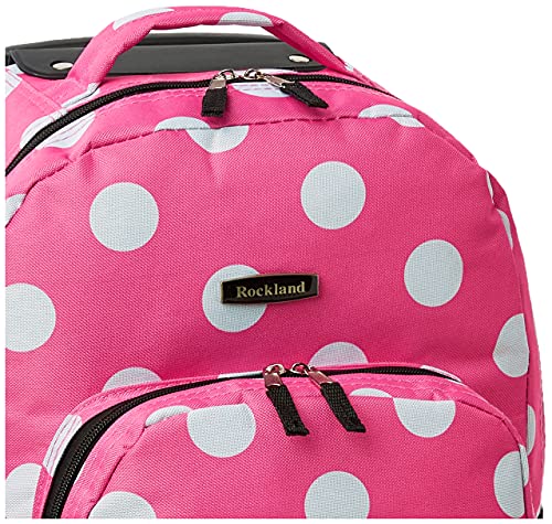 Image of Rockland Double Handle 17 inch Rolling Backpack, Pink Dot
