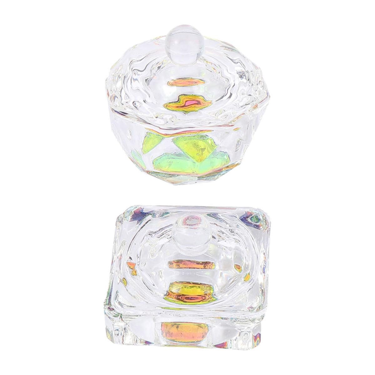 2pcs Nail Crystal Cup with Lid Glass Manicure Supplies for DIY Art