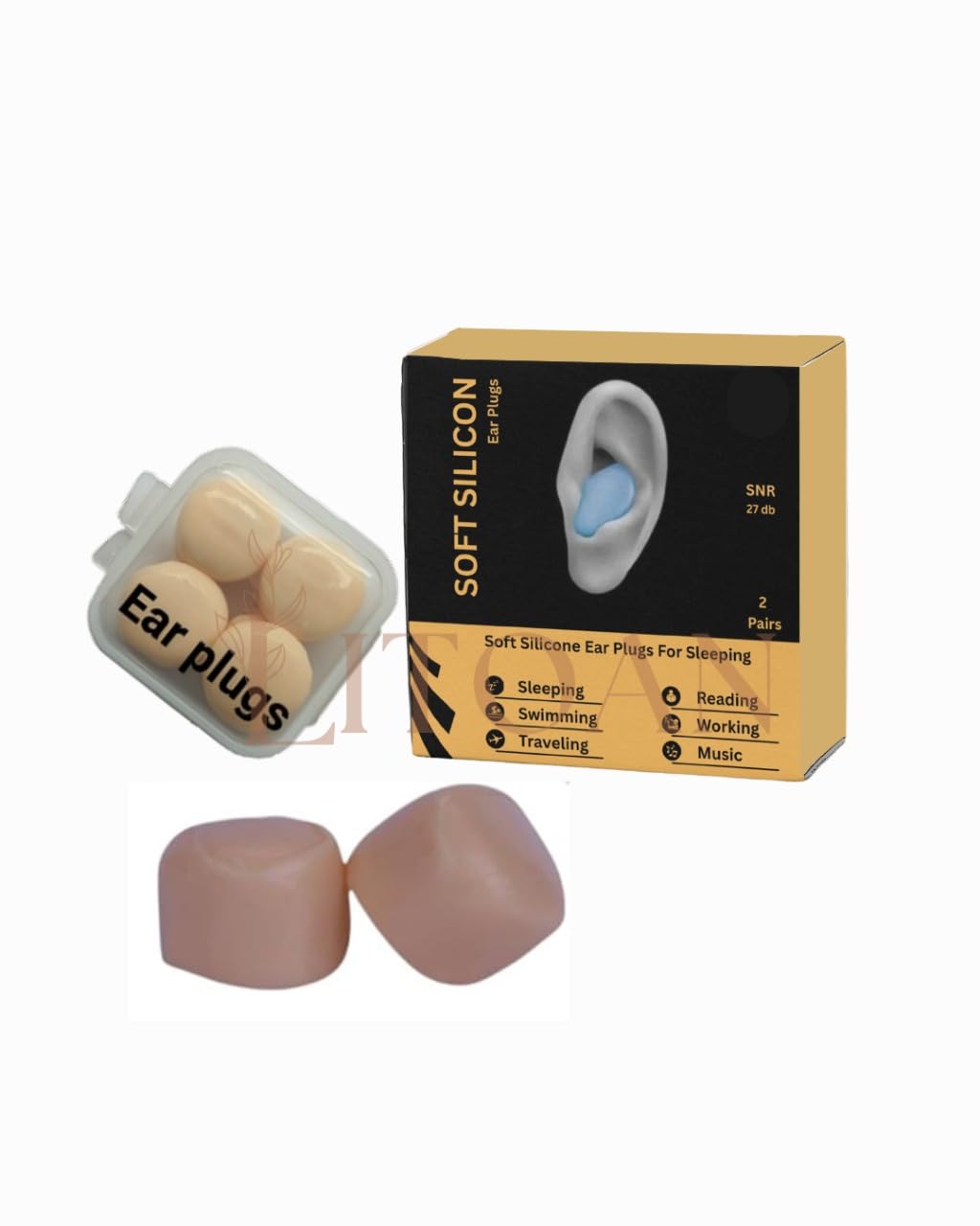 Litoan Silicone Earplugs SNR 27dB Noise Cancelling Waterproof Noise Cancelling Ear Plugs for Sleeping, Snoring, Swimming, Travel, Concerts and Studying-picture-32