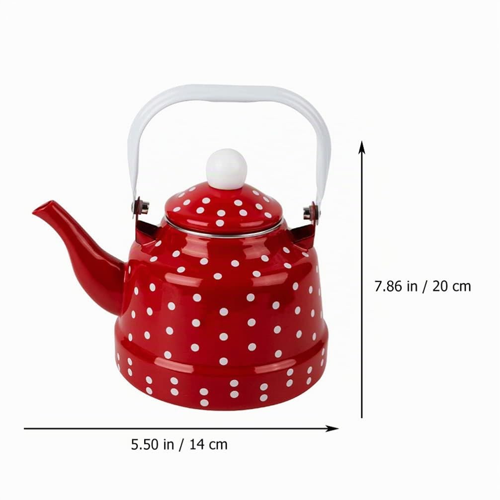 UPKOCH Emaille Teekessel 1.1L Polka Dot Wasserkocher Retro Design Für Induktion Gasherd Tee Kaffee Heizung