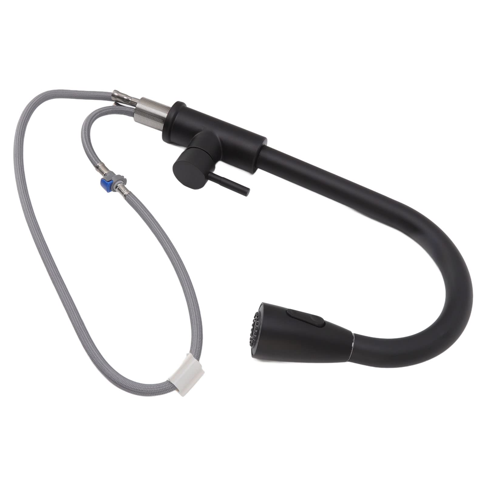 Grifo de cocina extraíble de acero inoxidable, rociador giratorio de 360 ​​grados de alto con acabado para instalación universal de fregadero, diseño moderno negro
