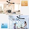 Black Ceiling Fan with Light: 42-Inch Ceiling Fan 3 Blades Low Profile Outdoor - Modern Ceiling Fans with Remote APP Control Quiet Reversible DC Motor for Patio Living Room