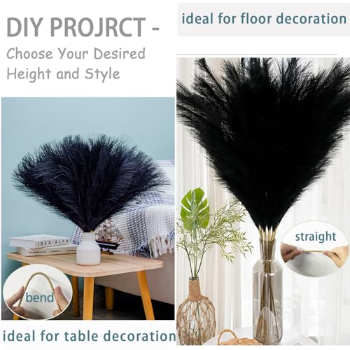 Image of 38 inch 10 Stems Pampas Grass Tall Decor Black Faux Pampas Grass for Floor Vase