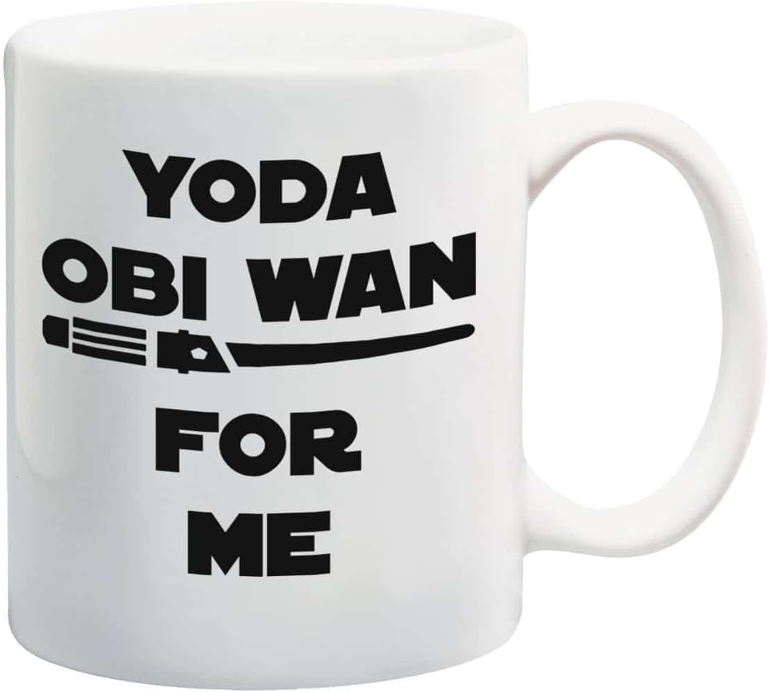 Funny 11oz Coffee or Tea Mugs - YODA OBI WAN For Me by Eitly (White) -Great Sarcasm Gift for Men, Women, Mom or Dad, Sister, Brother, Boss, Teacher