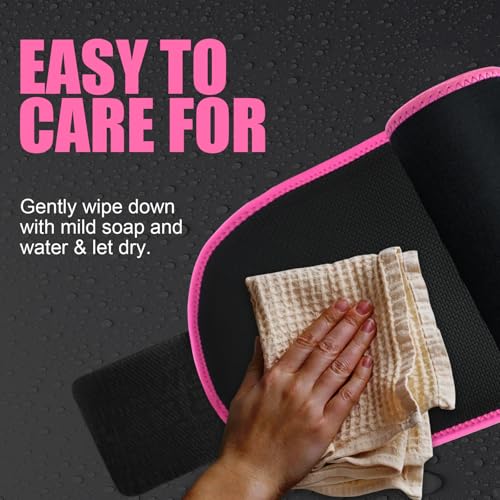 AMZBOSS Waist Trainer for Women Lower Belly Fat, Waist Sweat Band for Women, Belly Band Sweat Belt, Stomach Wrap, Body Shaper, Great Gym Accessories for Sauna, Working Out, Fitness, Medium Black/Pink