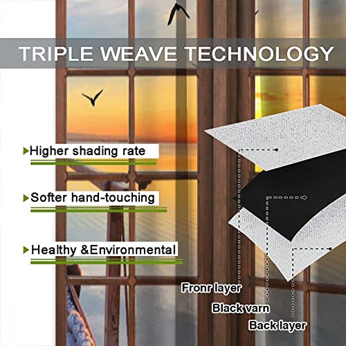 Landscape Curtains,Nature 3D Scenery View Window Treatments For Living Room, Rustic Bridge Lake Birds Curtain 2 Panels,42X45 Inch #TOP6