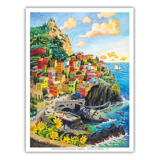 Manarola, Italy - Cinque Terre Coastal Town - Italian Riviera - from an Original Watercolor Painting by Robin Wethe Altman - Master Art Print 9in x 12in