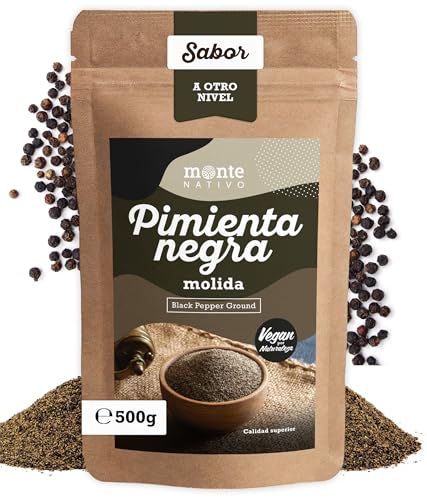 Pimienta negra molida Monte Nativo (500 g) – Pimienta negra molida – Pimienta pura y natural molida ideal para cocinar – Black Pepper Ground