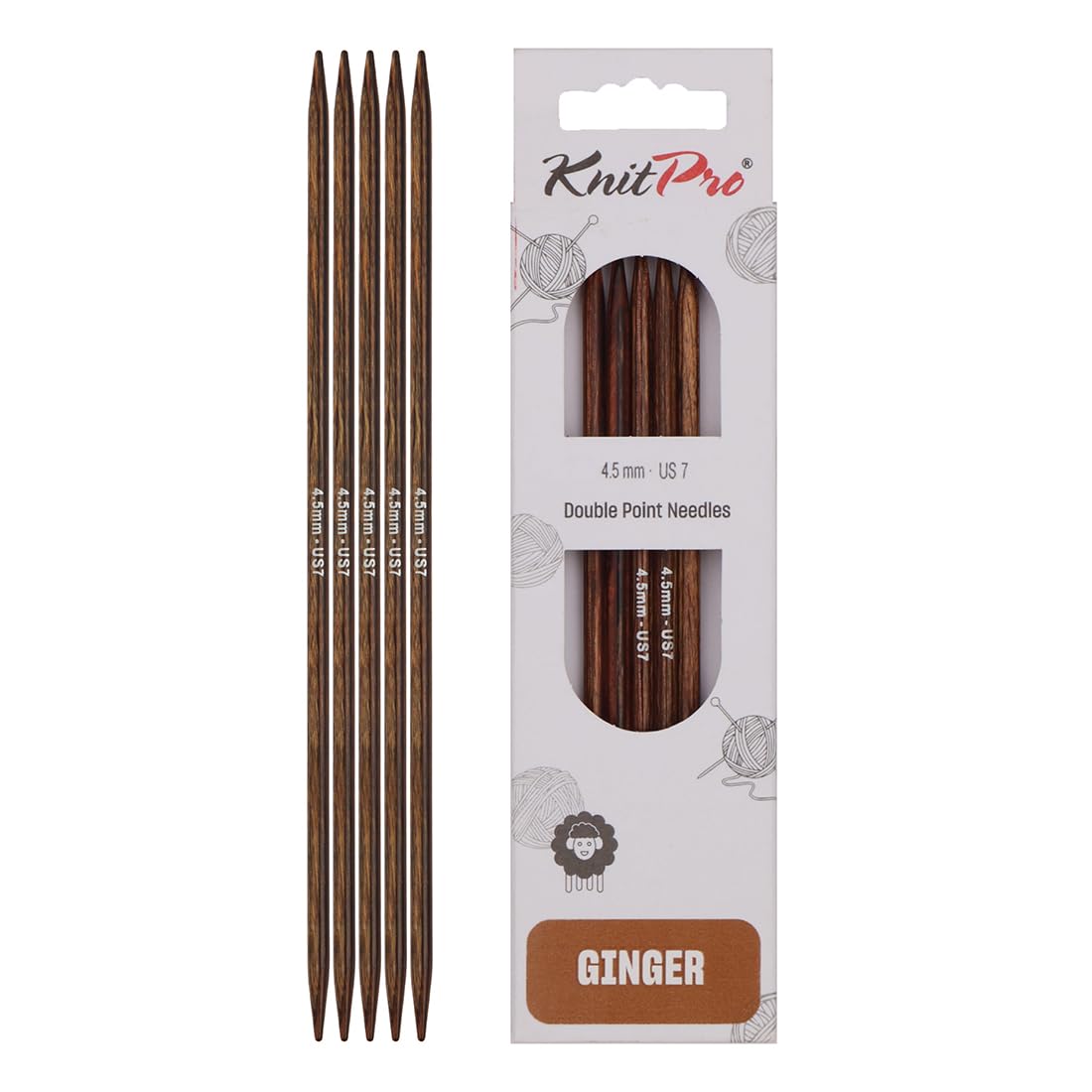KnitPro Ginger Double Pointed Needles 6" (15cm) | 4.50mm