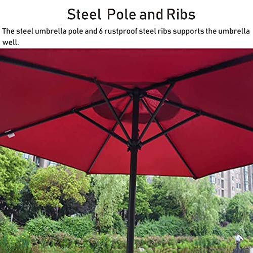 Parasol de jardín rojo CLSDRZC de 2 metros para mesas de café y terrazas 6
