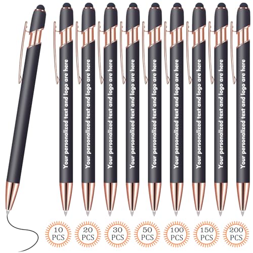 Custom Pens Bulk, Personalized Design Text, Logo, with Stylus Tip, Black Ink, Suitable for Corporate, Parties and Events