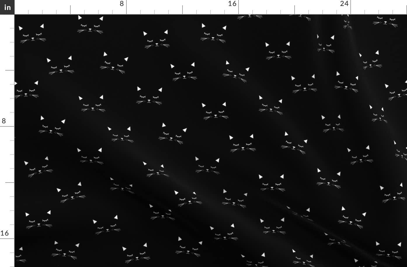 Spoonflower Fabric - Cats Black Cat Animal White Kids Gender Neutral Fauna Toddler Dark Printed on Denim Fabric by The Yard - Bottomweight Apparel Home Decor Upholstery