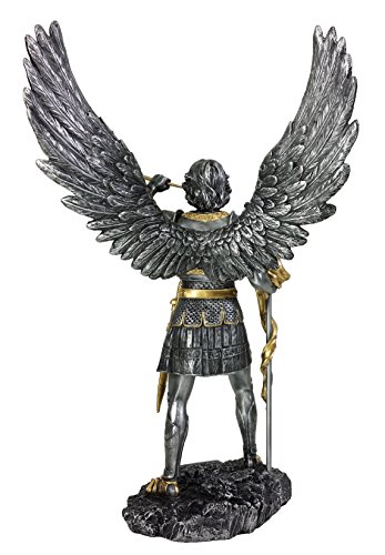 Estatua Ángel San Gabriel 13 pulgadas acabado en peltre y oro miniatura 3