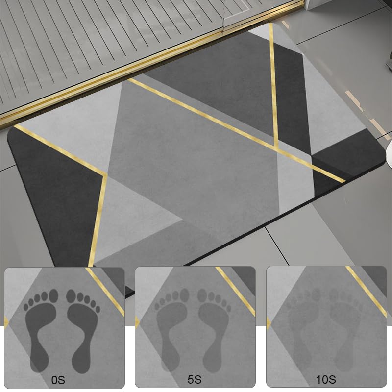 Image of SKVM Memory Foam Water Absorbent Rectangular Shape Mat for Bathroom Kitchen Floor Door Entrance Anti Slip Foot Skid Shower mat (Design 8)