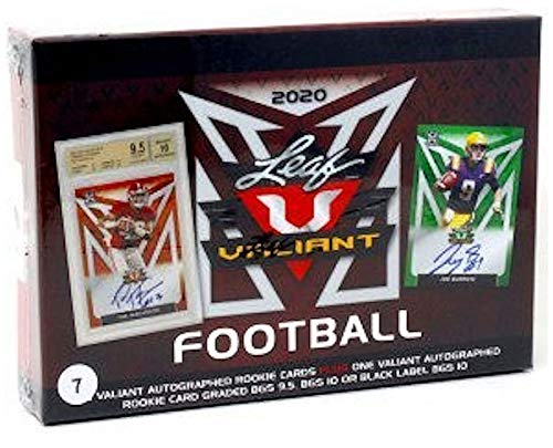 2020 Leaf Valiant Football box (SEVEN Autograph cards & ONE Graded card/bx)