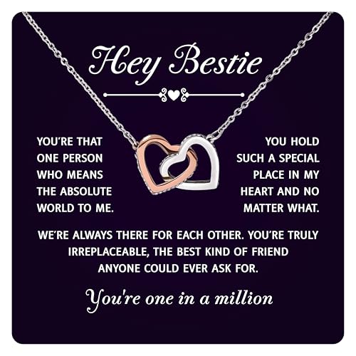 Best Friend Necklace from Bestie With Heartfelt Message & Elegant Box Birthday Graduation Wedding Long Distance Friendship Gifts for Women Jewelry Idea For 2 BFF