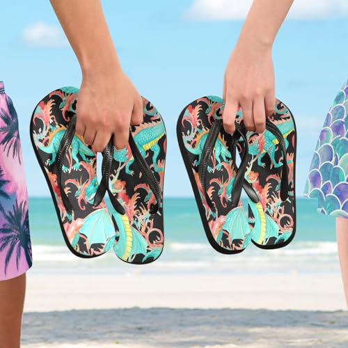 Nander Colorful Cartoon Dragon Sandal Flip Flops of Men's & Women's,Beach Slippers Flip Flops Shower Shoes4