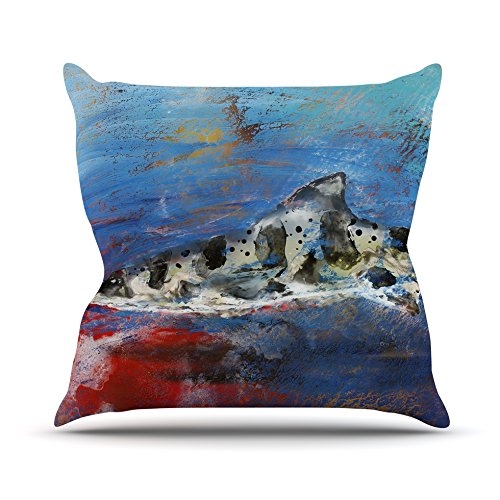 KESS InHouse JS2024AOP03 18 x 18-Inch "Josh Serafin Sea Leopard Blue Shark" Outdoor Throw Cushion - Multi-Colour