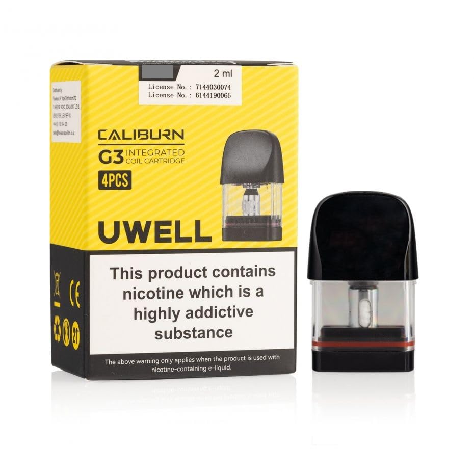 Uwell Caliburn G3 Replacement Pod, 1.2 Ohm, 2mL Capacity, Refillable, Cartridges for Superior Vaping Experience, Works With Caliburn G3 POD Kit, No Nicotine (Pack of 4)