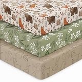 Unnivoll Baby Crib Sheets for Boys Girls, 28x52x8in Fitted Crib Sheet Neutral 3 Pack for Standard...