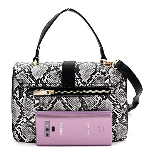 Trendeology Snake Print Turn-Lock Accent 2-Way Medium Satchel Bag #TOP3