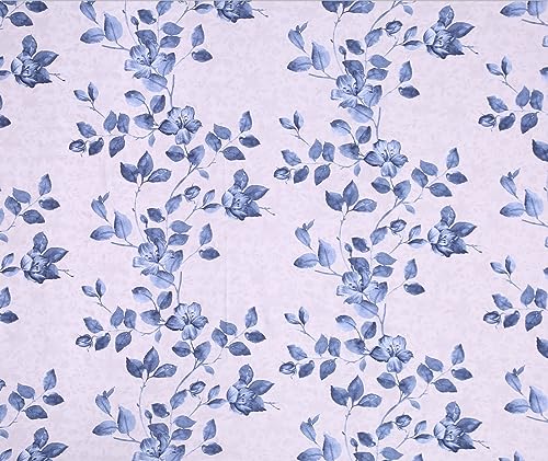 Image of NEW LEAF Premium Cotton Elastic Fitted Bedsheets with 2 King Size Pillow Covers | Double Bed with All Around Elastic 180 TC Supersoft | Size - 72 King Sizex78+10 inches | Indigo Blue Floral