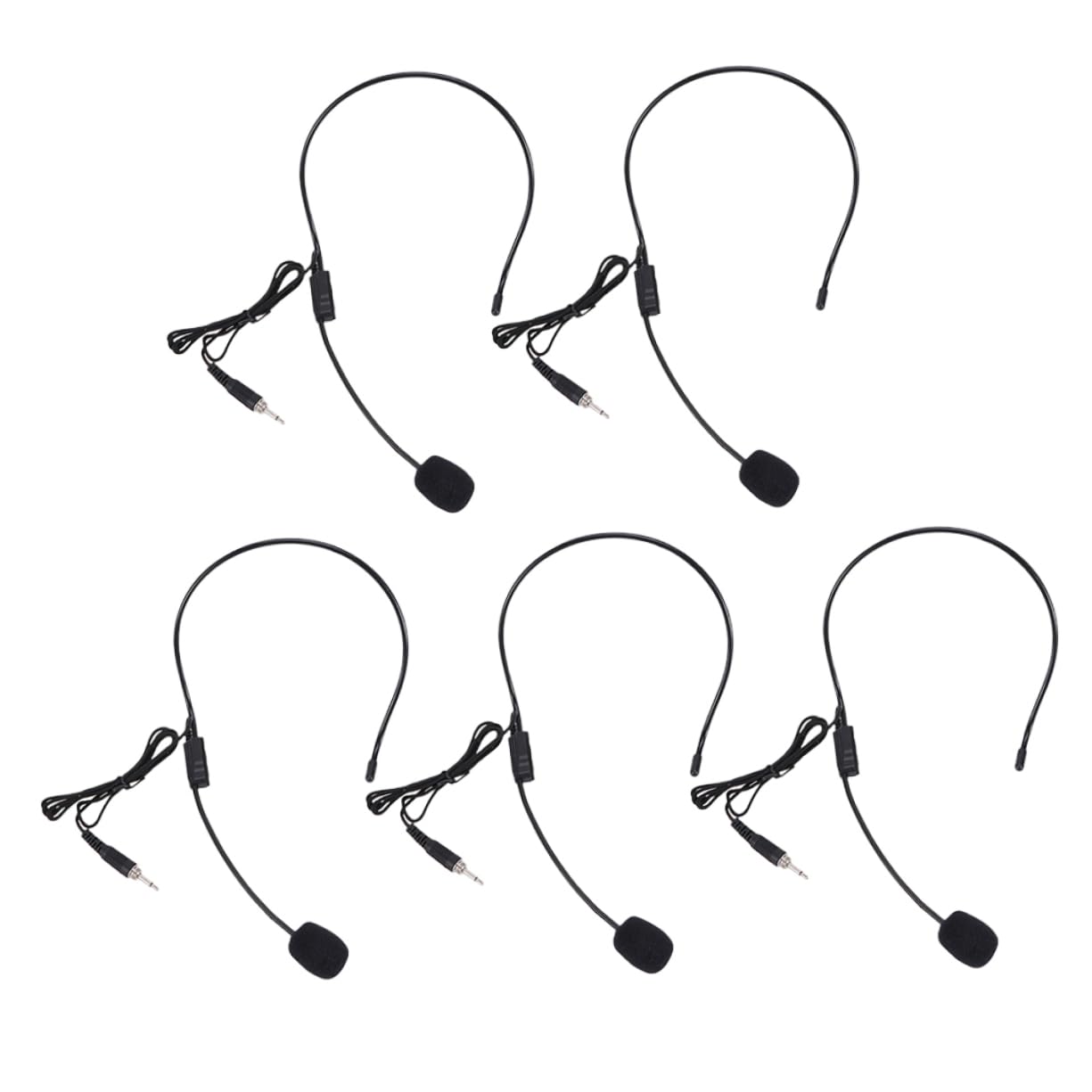 BESTonZON 5pcs Microphone Wired Gaming Headphones Childrens Toys Plastic Amplifier Thread, 15.8CM, Black, 8VYTR2GXG52FP8MO0341XXW0H