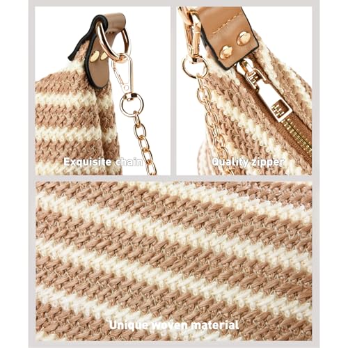 Image of CROJUYI Straw Shoulder Bag for Women Soft Small Woven Shoulder Purse Handbag,Beach Tote Straw Bag for Summer