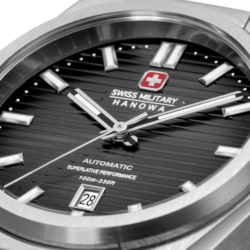 Image of SWISS MILITARY HANOWA Avalanche Grey Round Dial Swiss Made Automatic Watch for Men | SMWGL0006903