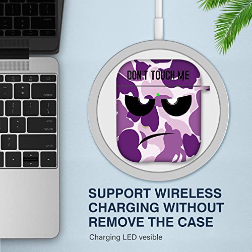 Image of for Airpods Case, Don't Touch Me for Airpods Cover with Keychain /Lanyard Soft Cute Shockproof Cover for Women Men Compatible with for Airpods 2 /1 Charging Case,Purple