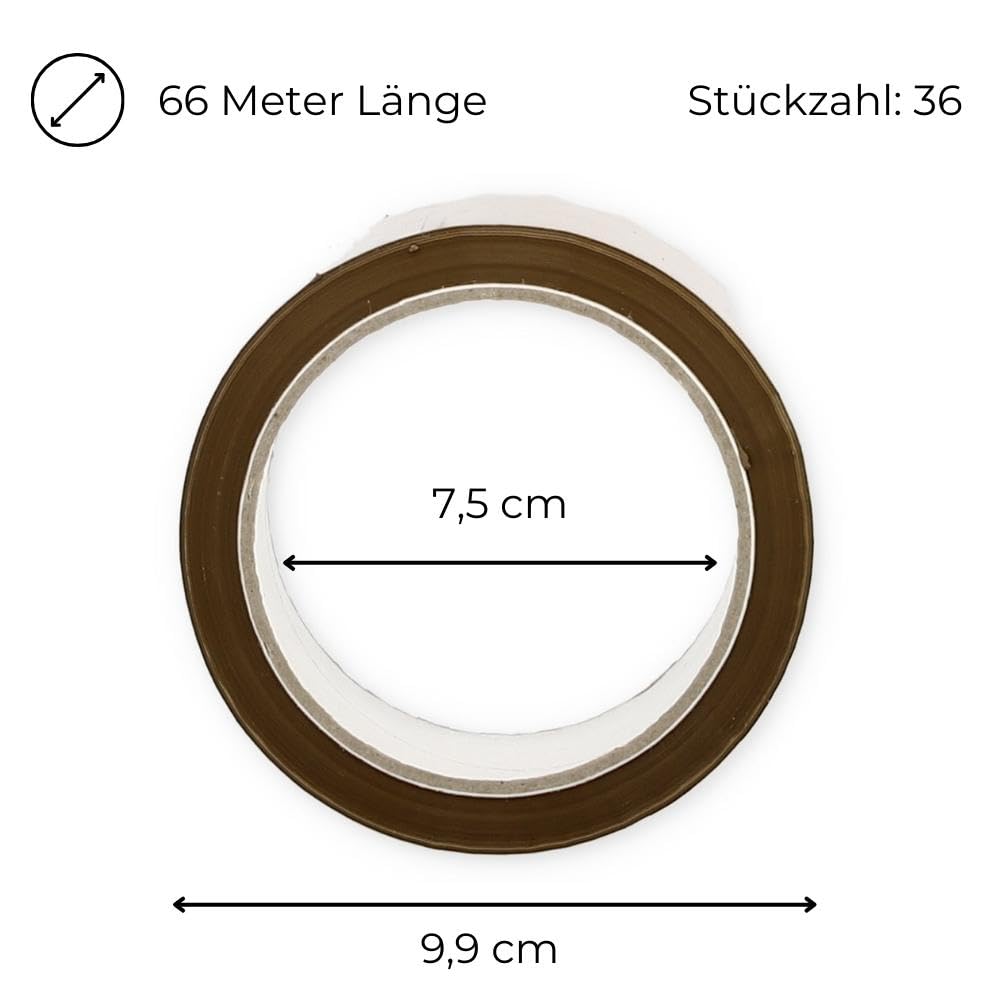 GarPet Klebeband Packband Paketband Paketklebeband Verpackungsklebeband Transparent Braun 6-36 Rollen 66 M Naturkautschuk (36, Braun)