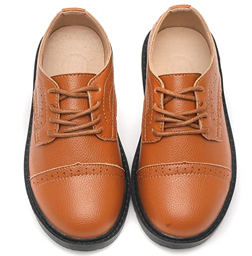 Dadawen Boy's Girl's Classic Oxfords Lace-Up Dress Shoes School Uniform Formal Shoes (Toddler/Little Kid/Big Kid) Brown Us Size 2 M Little Kid #TOP3