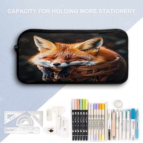 Printed Backpack With Lunch Pack Storage Box Case Funny Fox Creature Sleeping 3pcs Lightweight Travel Backpack4