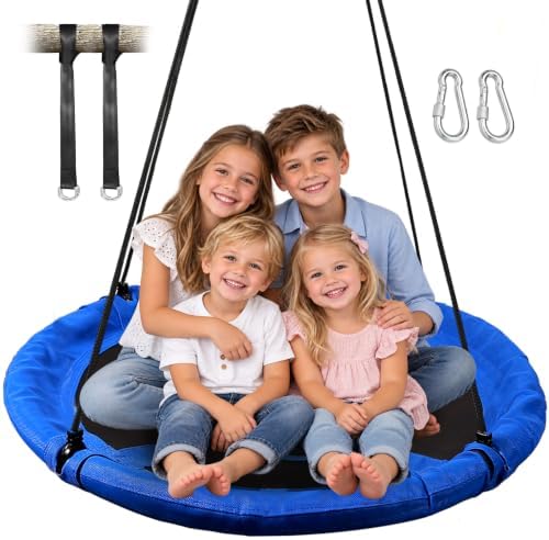 RedSwing 43″ Flying Saucer Swing for Kids Outdoor, Large Round Tire Swings for Trees and Swingset, Strong Heavy Duty for Outside Playground, 500LBS Weight Capacity, Blue