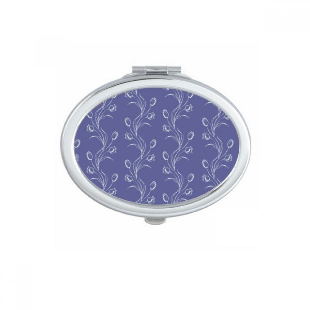 Miroir de maquillage compact en voyage fleur blanche plante ovale pour retouches discrètes