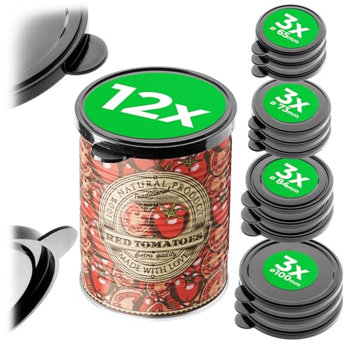 KADAX Dosendeckel aus BPA-freiem Kunststoff, 12er Set in 4 Größen (65mm, 73mm, 84mm, 100mm), Wiederverwendbare Deckel für Dosen, Dosenverschluss für Konservendosen
