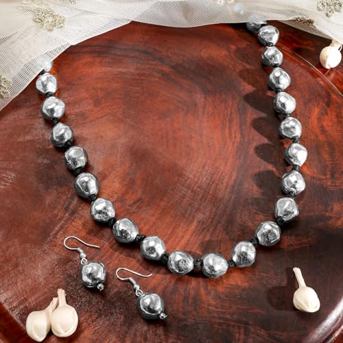 Image of Rubans Traditional Statement Oxidised Jewellery Set for Women