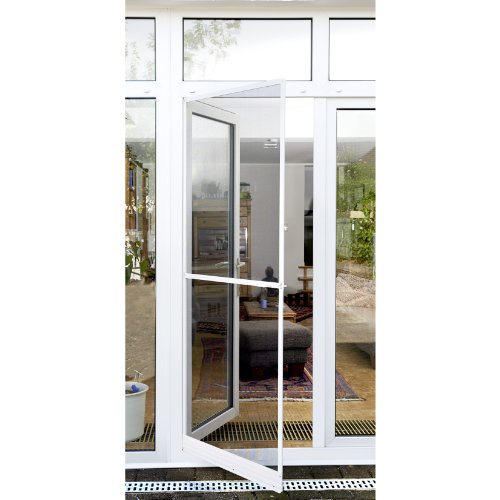 Preisvergleich Produktbild Ribelli Fliegengitter für Türen - Fliegengittertür mit Rahmen - Insektenschutz für Balkon- und Terrassentür - Moskitonetz mit Spannrahmen aus Aluminium, ca. 1 x 2,15 m, Weiß