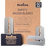 Bambaw Lame Rasoir de Sureté Homme & Femme – Pack de 60 Lames de Rechange pour Rasoir de S...