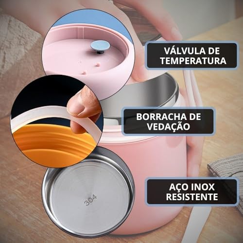 Pote Térmico Com Colher Para Alimentos Pote Térmico para Frutas e Sopa Em Aço Inox 530ml (Verde)