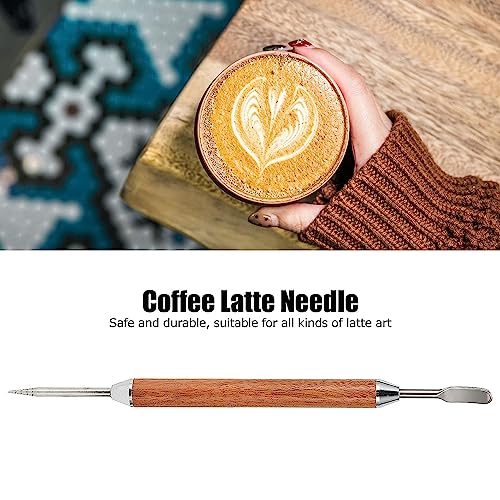 TOPPROSPER Stainless Steel Coffee Art Pen Coffee Fancy Stitch Barista Tool Coffee Latte Needle with Wood Handle Stainless Steel Coffee Fancy Needle Latte Art Pen for DIY Coffee... - Image 6