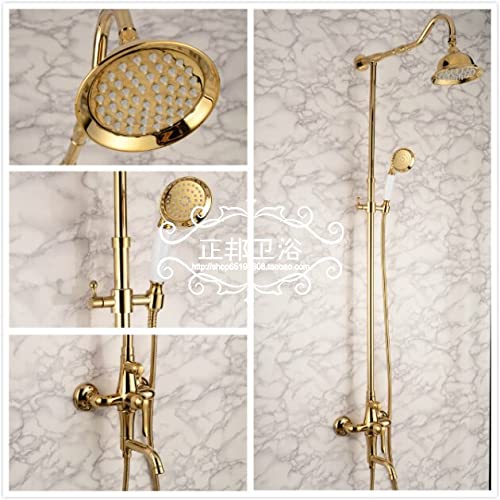 Robinet de baignoire avec ensemble de douche murale en cuivre doré