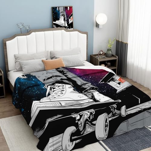 Couverture polaire moelleuse douce chaude violette imprimé 3D