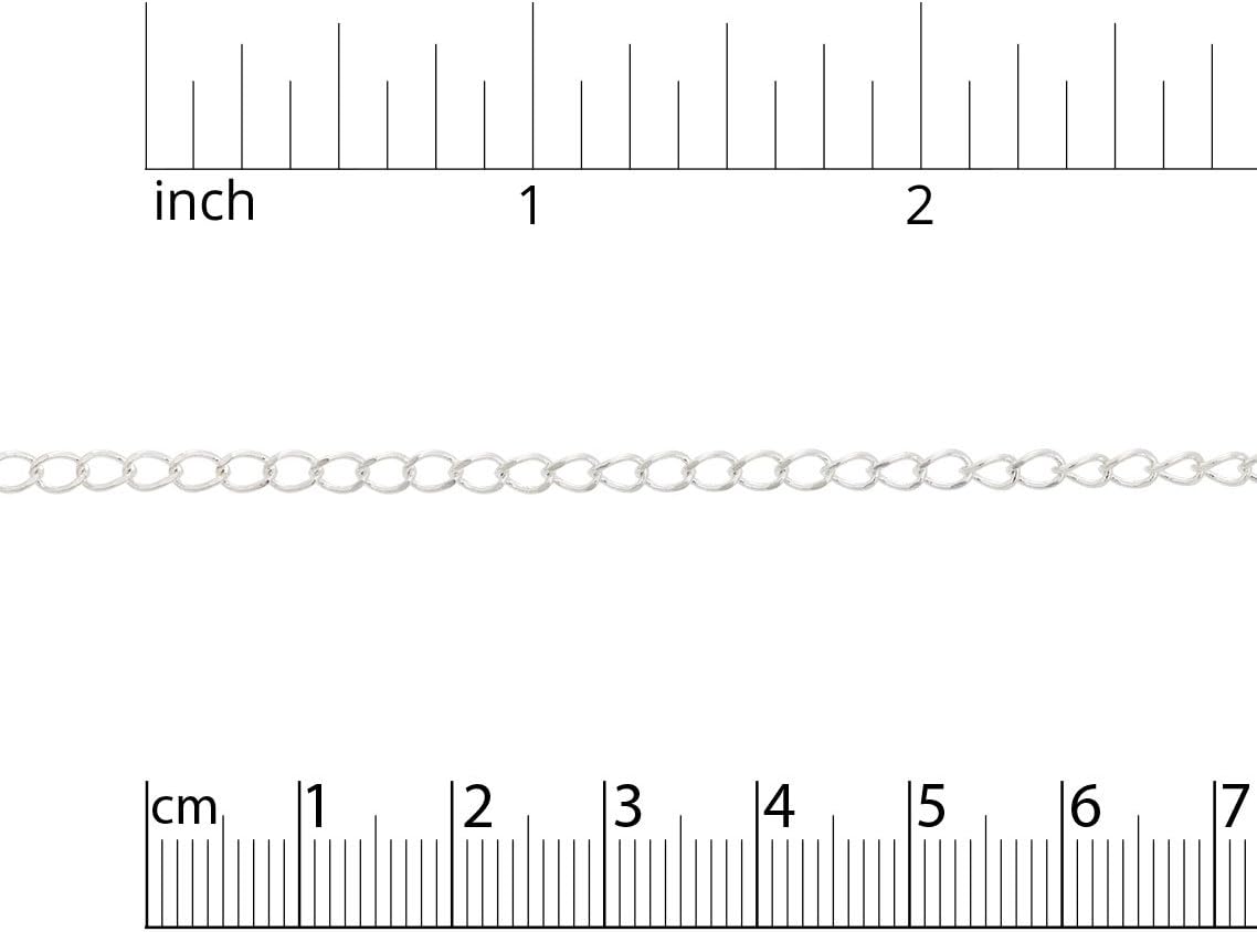 JewelrySupply Long Cable Link Chain 2mm Silver Plated (1 Foot)